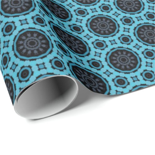 Aqua Delight Midnight Mosaic Wrapping Paper