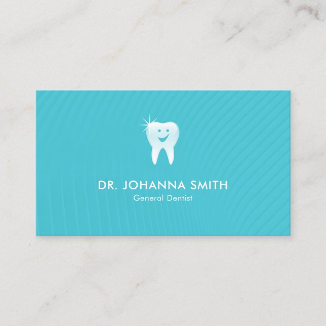 Aqua Dentist Smiling Tooth Dental Appointment Card (Front)