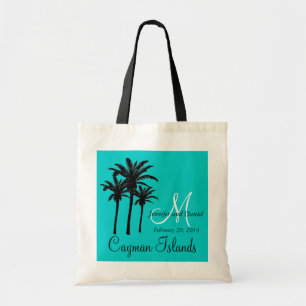 Aqua Destination Wedding Tote Bag Palm Trees