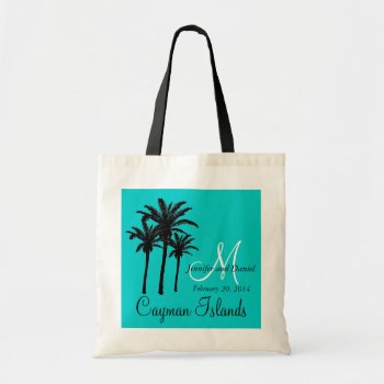 Aqua Destination Wedding Tote Bag Palm Trees by MonogramGalleryGifts at Zazzle