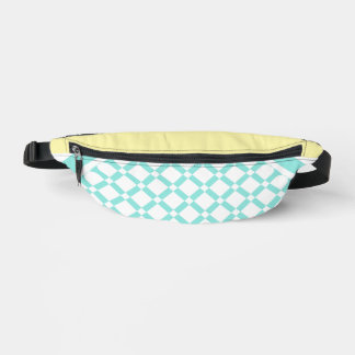 Aqua Diamond Check Pattern with Soft Yellow Fanny Pack