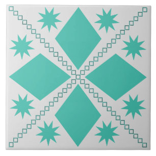 Aqua Diamond Fun   Gray Background   Ceramic Tile