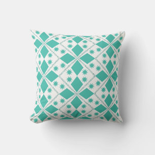 Aqua Diamond Fun Half Drop Tile Throw Pillow