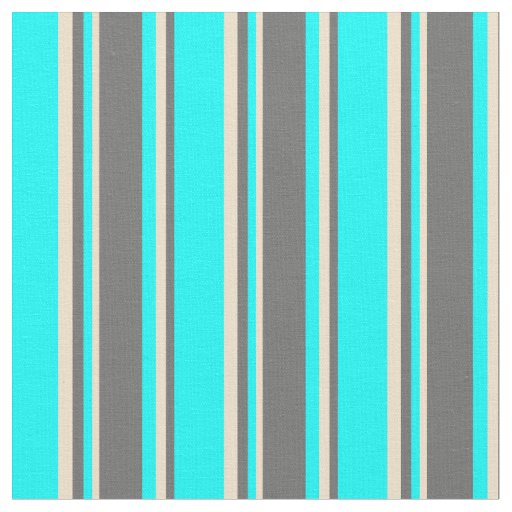 Aqua, Dim Grey & Tan Colored Lines Fabric