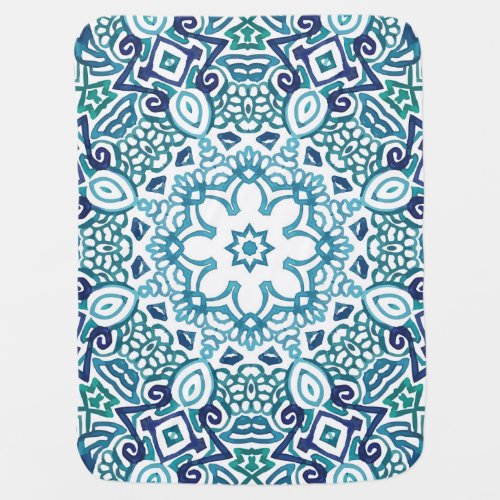 Aqua Doodle Watercolor Fantasy Baby Blanket