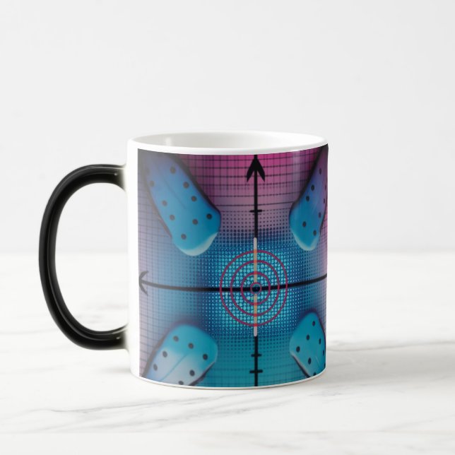 Aqua Dot Grid Heat Reveal Color Morphing Mug (Left)