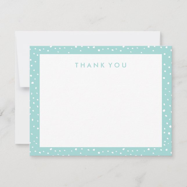 Aqua Dotted Thank You Note Cards (Front)