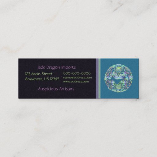 Customizable Aqua Dragon Skinny Card Business Card