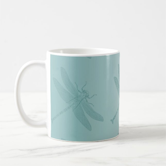 Aqua Dragonfly Coffee Mug (Left)