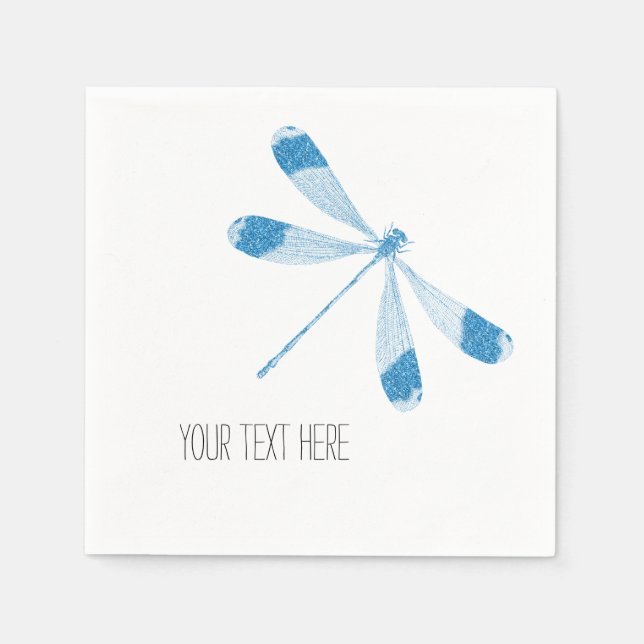 Aqua Dragonfly Paper Napkins (Front)