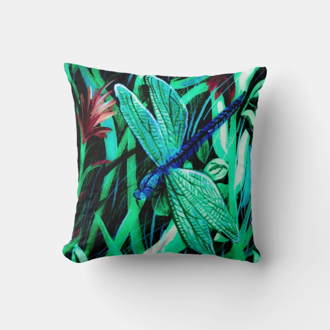 Aqua Dragonfly Pillow (Front)