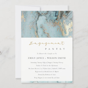 AQUA DUSKY BLUE GOLD AGATE ENGAGEMENT INVITE