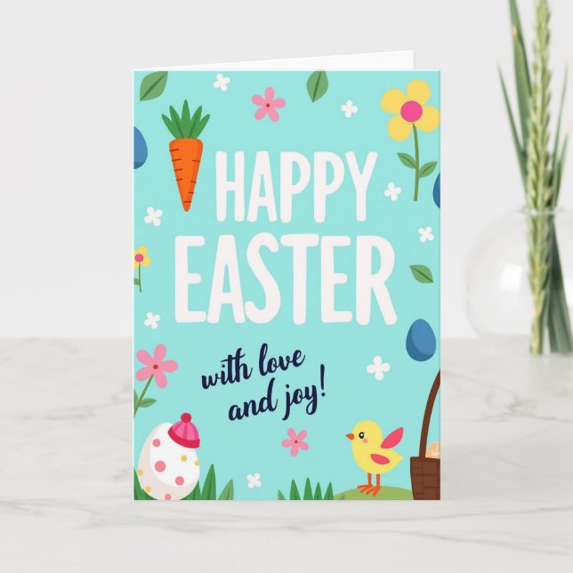 Aqua Easter Blossoms Pattern Card (Front)