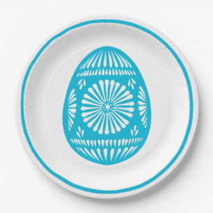 Aqua Easter Egg Paper Plates