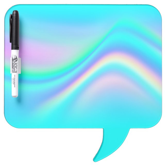 Aqua Edge Iridescent Rainbow Wave Ombre Dry Erase Board (Front)