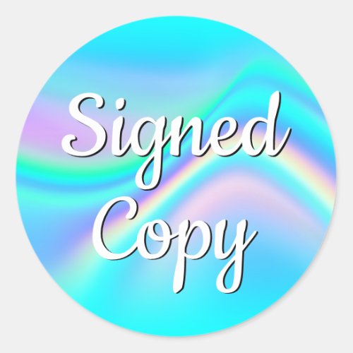 Aqua Edge Rainbow Wave Ombre Signed Copy Classic Round Sticker