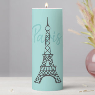 Aqua Eiffel Tower Paris Pillar Candle
