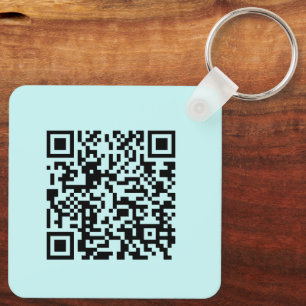 Aqua Elegant Add QR Code Promotional Business Keychain