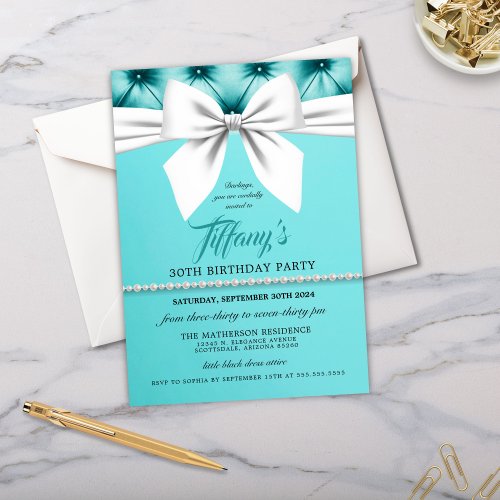 Aqua Elegant Chic Tiffany Birthday Invitation