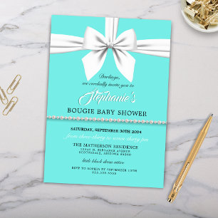 Aqua Elegant Fancy Tiffany Baby Shower Invitation