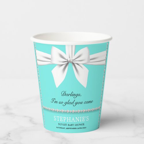 Aqua Elegant Fancy Tiffany Baby Shower Tableware Paper Cups