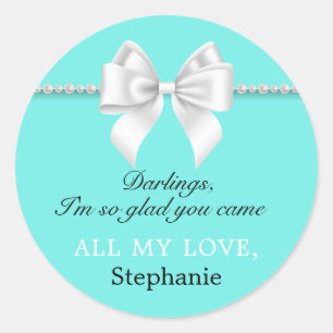 Aqua Elegant Fancy Tiffany Birthday Thank You Tags