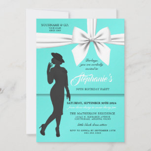 Aqua Elegant Fashion Birthday Invitation