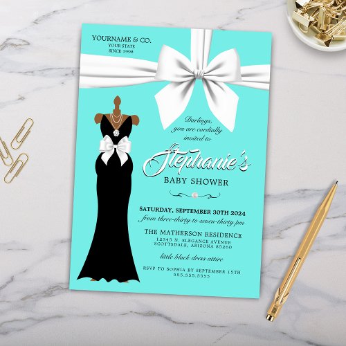 Aqua Elegant Fashion Ethnic Tiffany Baby Shower Invitation