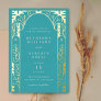 Aqua Elegant Foil Art Nouveau Arch Foil Invitation