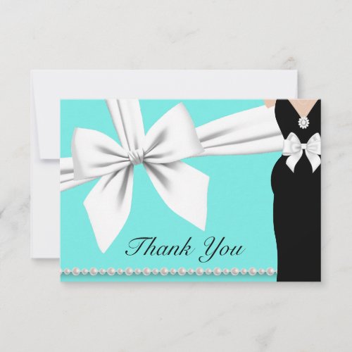 Aqua Elegant Tiffany Pearls Fancy Baby Shower Thank You Card