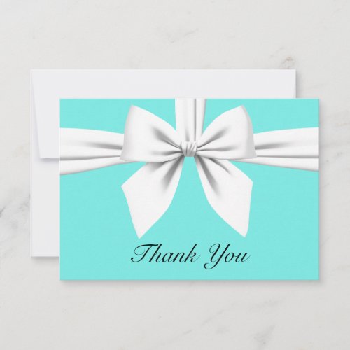 Aqua Elegant Tiffany Pearls Fancy Party Stationery Thank You Card
