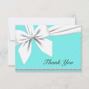 Aqua Elegant Tiffany Pearls Fancy Pearls Thank You Card