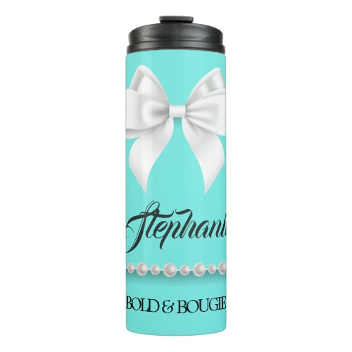 Aqua Elegant Tiffany Pearls Girly Fancy Bougie Thermal Tumbler