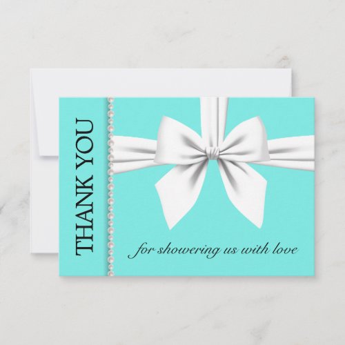 Aqua Elegant Tiffany Teal Fancy Baby Shower Thank You Card