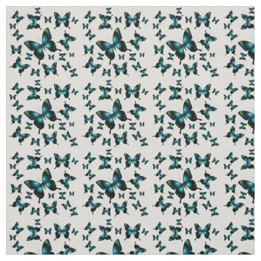Aqua Elegant Whimsical Butterflies Fabric