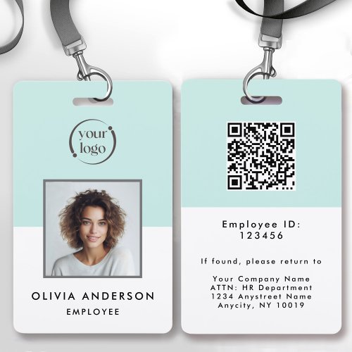 Aqua Employee Photo Company Logo ID Badge