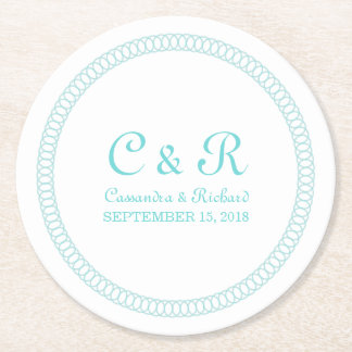 Aqua Encircled Round Paper Coasters