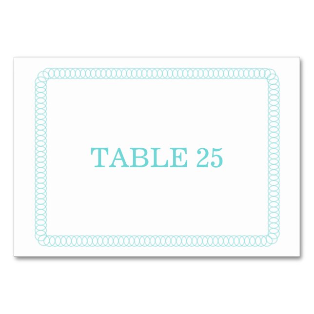 Aqua Encircled Rounded Table Card (Front)