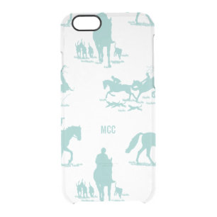 Aqua Equestrian Chinoiserie Monogram Clear iPhone 6/6S Case