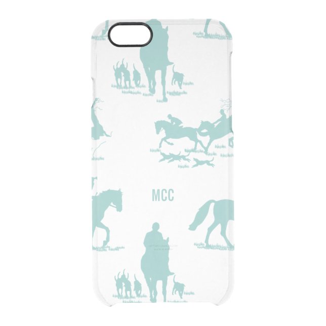 Aqua Equestrian Chinoiserie Monogram Uncommon iPhone Case (Back)