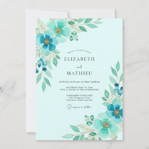 Aqua Ethereal Spring Wedding Invitation