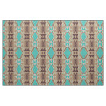 Aqua Ethnic Native American Indian Tribal Pattern Fabric