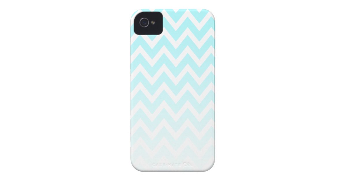 Aqua fading zig zag chevron pattern iphone 4 case | Zazzle