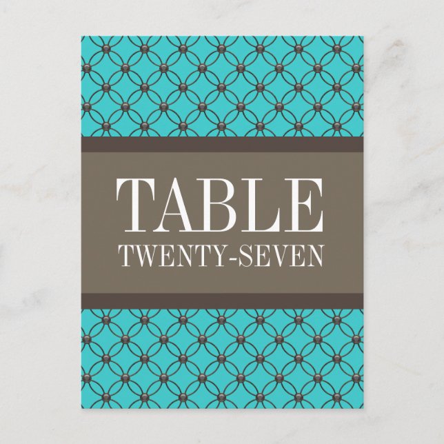 Aqua Fancy Lattice Table Number Postcard (Front)