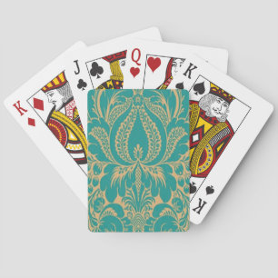 Aqua Fantasy Floral Playing Cards