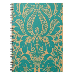 Aqua Fantasy Floral Spiral Notebook