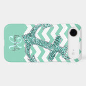 Aqua Faux Glitter Anchor Chevron Personalized Case-Mate iPhone Case (Back (Horizontal))