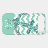 Aqua Faux Glitter Anchor Chevron Personalized Case-Mate iPhone Case (Back (Horizontal))