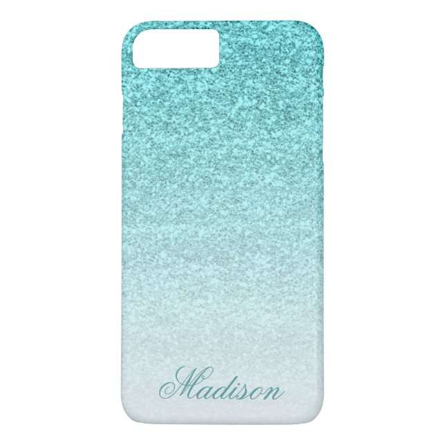 Aqua Faux Glitter Case-Mate iPhone Case (Back)