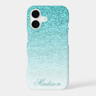 Aqua Faux Glitter iPhone 17 Case